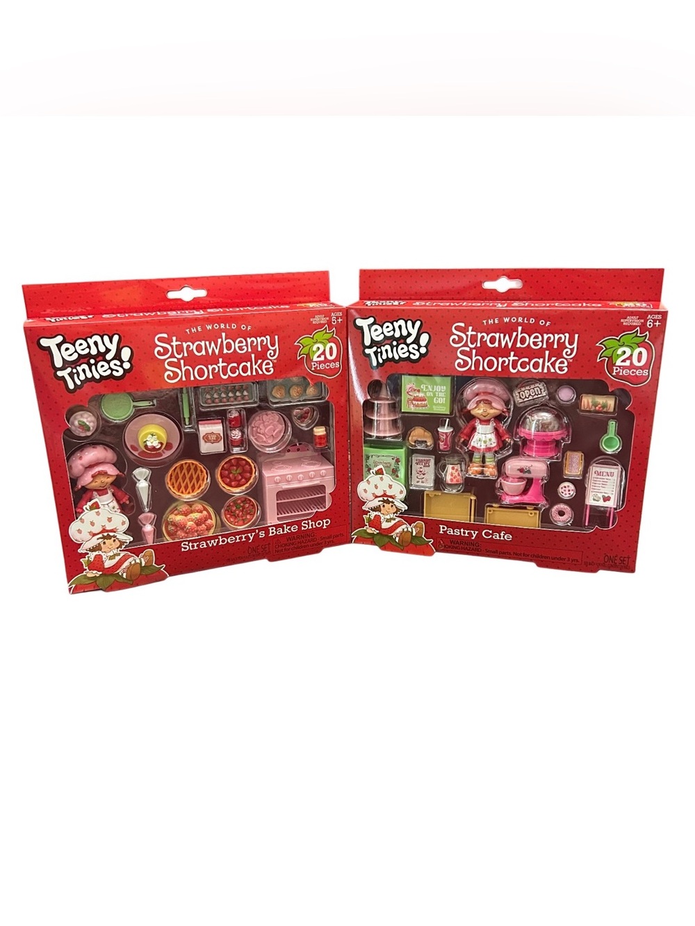 2 Teeny Tinies Strawberry Shortcake Sets Lot Pastry Cafe & Bake Shop New In Box